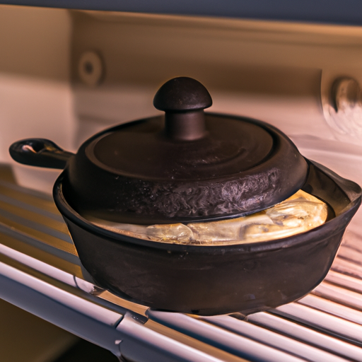 A cast iron Dutch oven, the perfect tool for making homemade pizza.